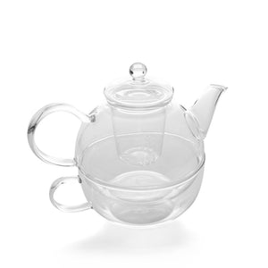 glass teapot with strainer tea for one